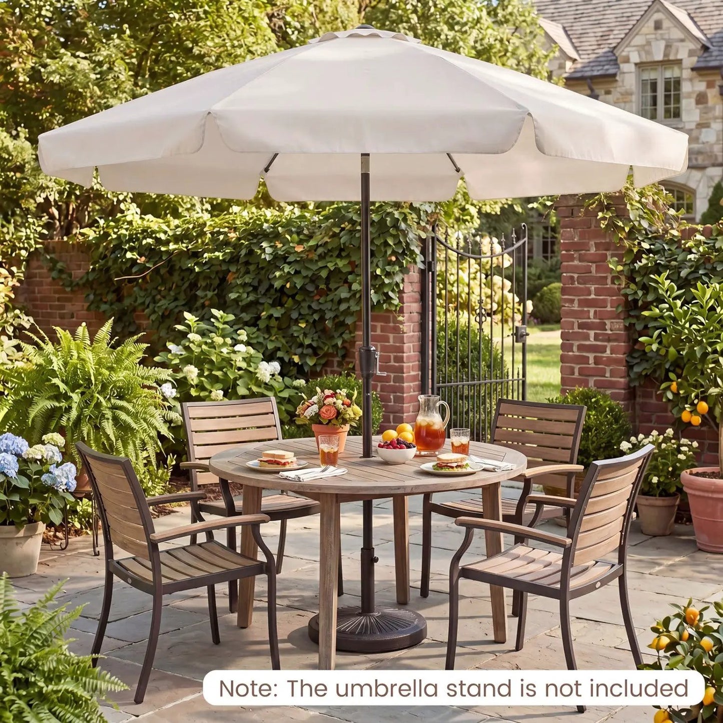 10 Ft Scalloped Patio Umbrella Push Button Tilt