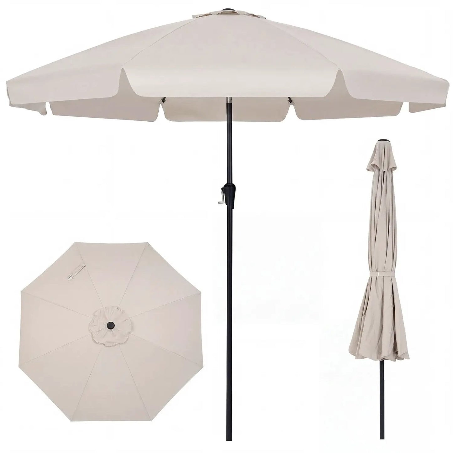 10 Ft Scalloped Patio Umbrella Push Button Tilt