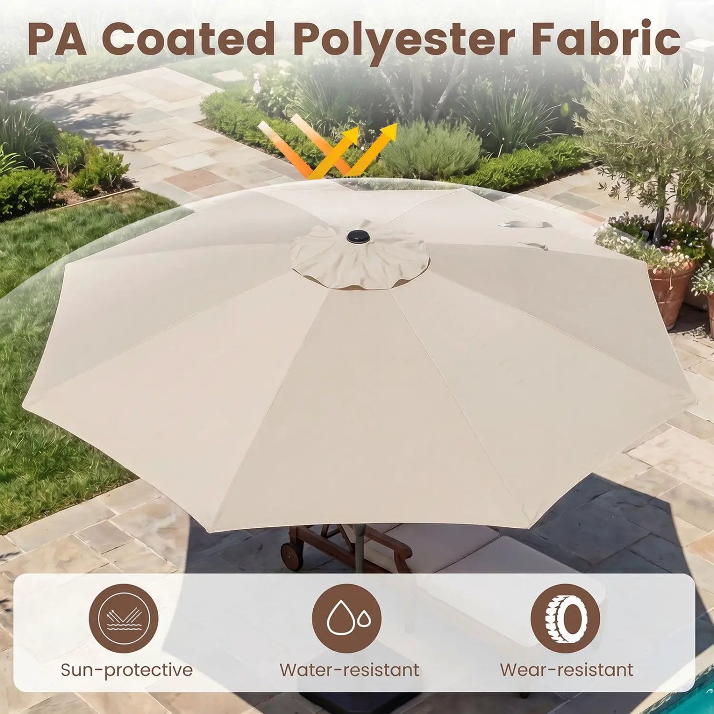 10 Ft Scalloped Patio Umbrella Push Button Tilt