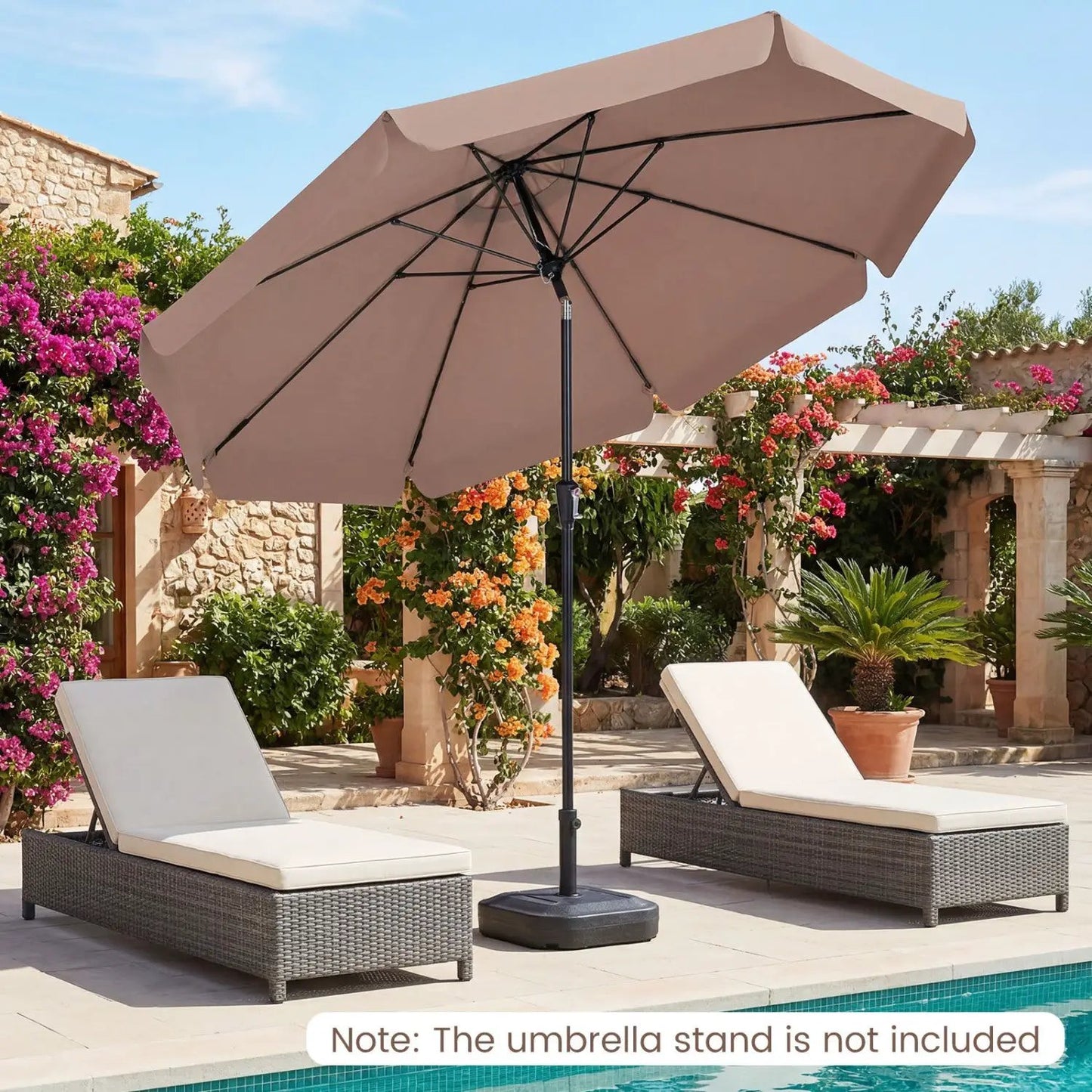 10 Ft Scalloped Patio Umbrella Push Button Tilt