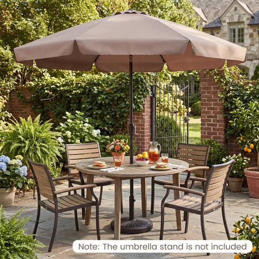 DirectDeals 10 ft scalloped patio umbrella with push-button tilt in beige fabric on Tampa Home & Garden Store