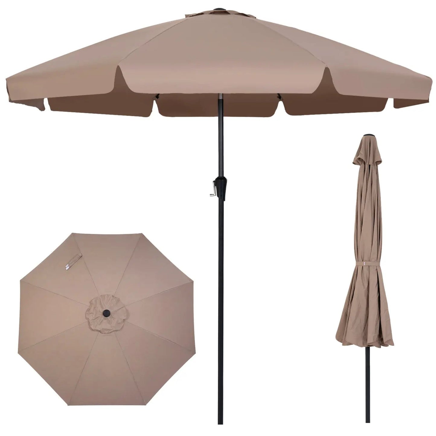 10 Ft Scalloped Patio Umbrella Push Button Tilt