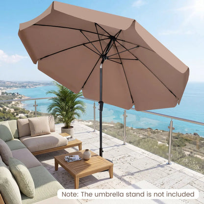 10 Ft Scalloped Patio Umbrella Push Button Tilt