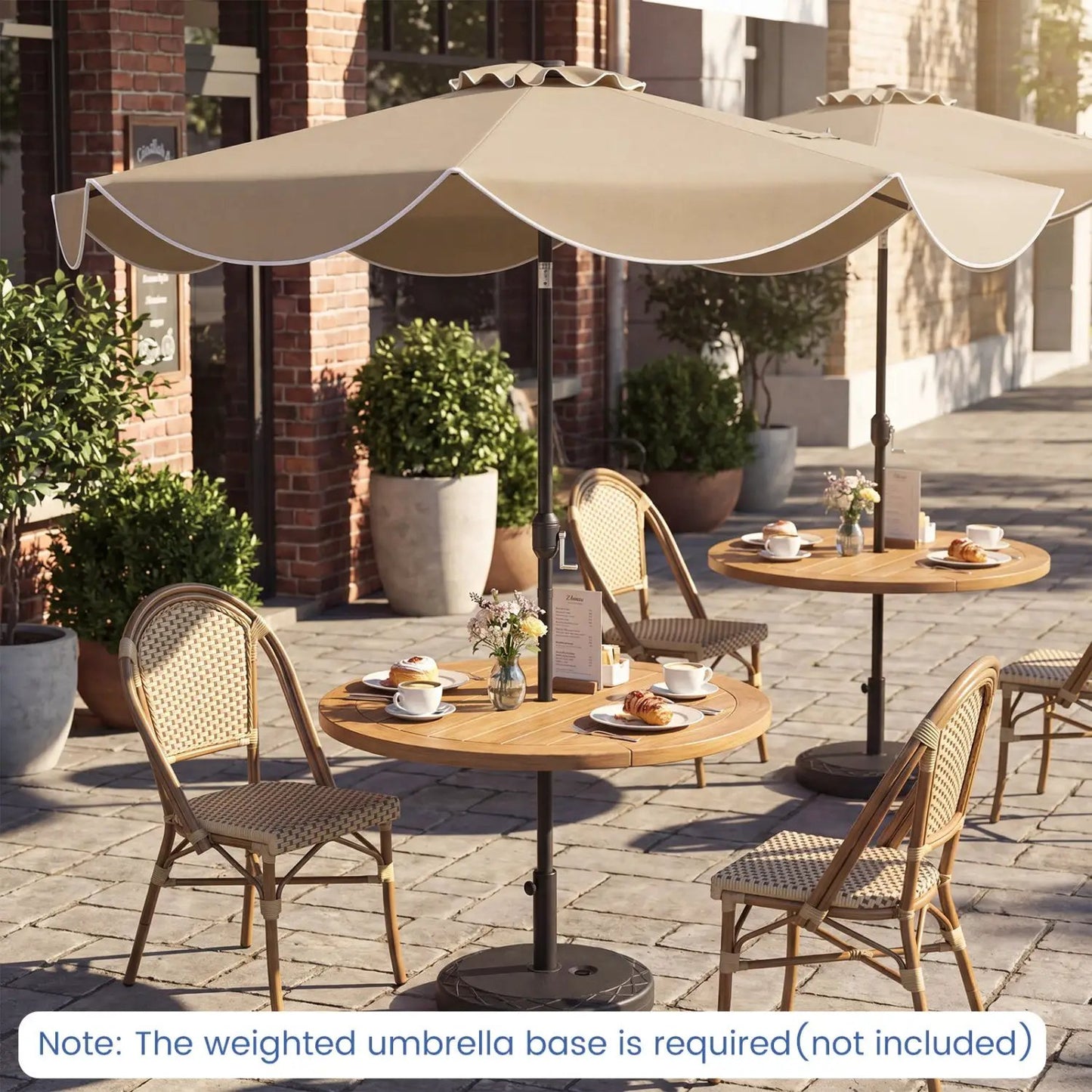 10 Ft Scalloped Solar Patio Umbrella with 24 LEDs