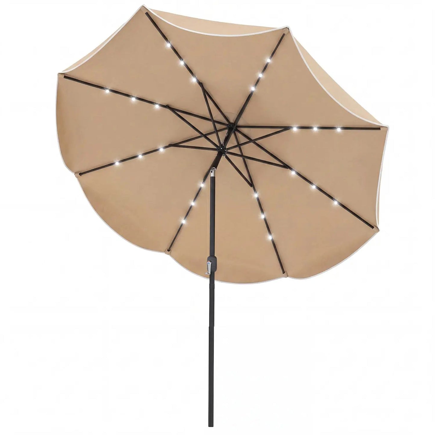 10 Ft Scalloped Solar Patio Umbrella with 24 LEDs