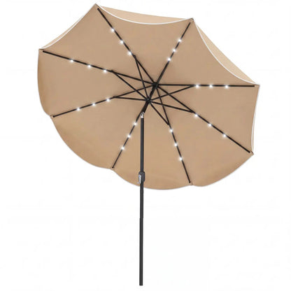 10 Ft Scalloped Solar Patio Umbrella with 24 LEDs
