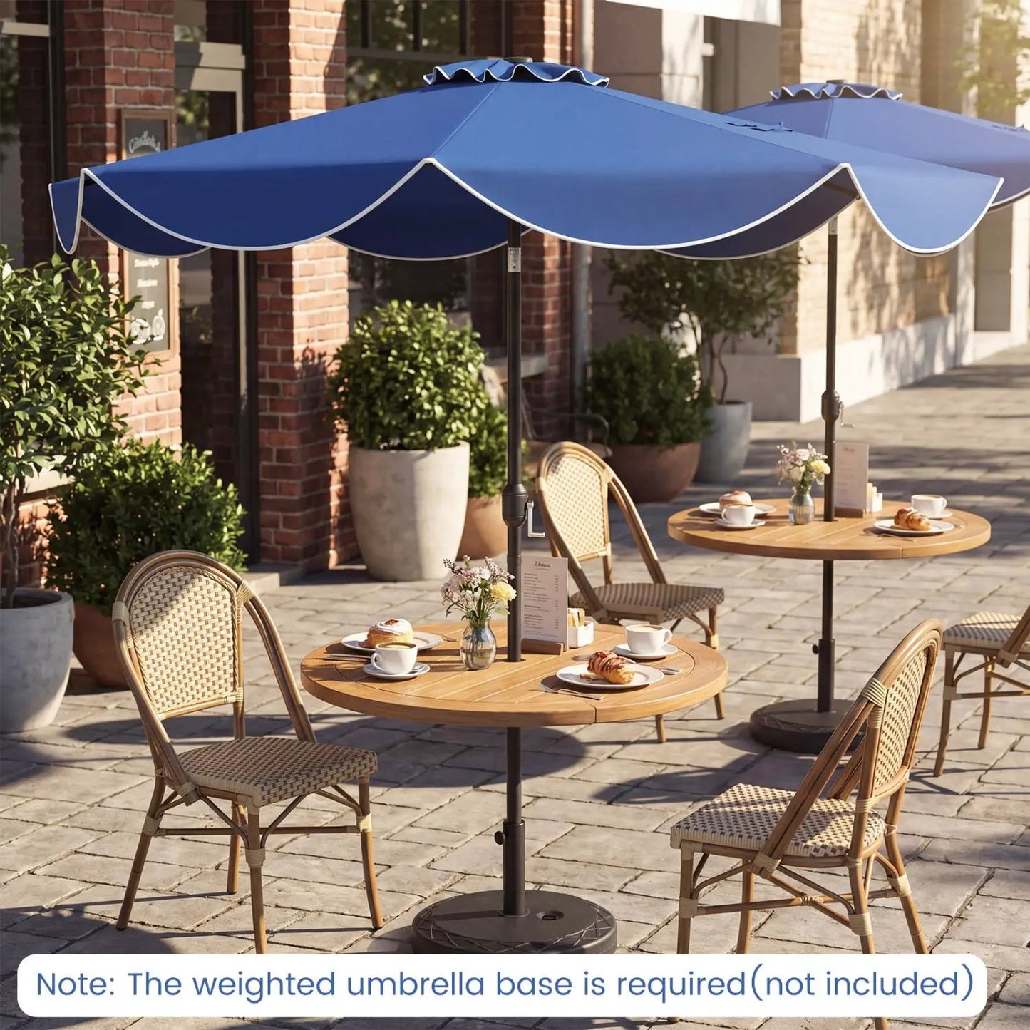 10 Ft Scalloped Solar Patio Umbrella with 24 LEDs