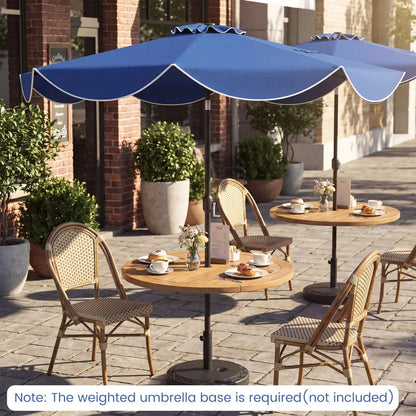 10 Ft Scalloped Solar Patio Umbrella with 24 LEDs