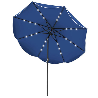 10 Ft Scalloped Solar Patio Umbrella with 24 LEDs