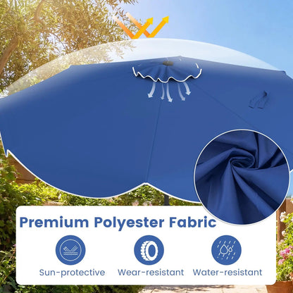 10 Ft Scalloped Solar Patio Umbrella with 24 LEDs