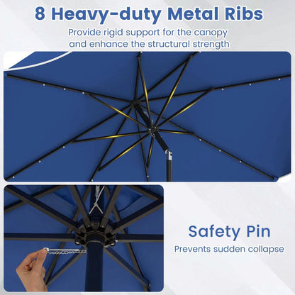 10 Ft Scalloped Solar Patio Umbrella with 24 LEDs