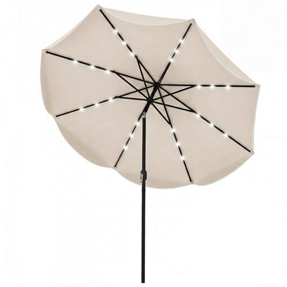 10 Ft Scalloped Solar Patio Umbrella with 24 LEDs