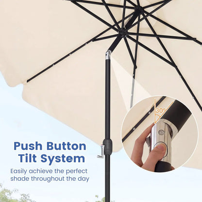 10 Ft Scalloped Solar Patio Umbrella with 24 LEDs