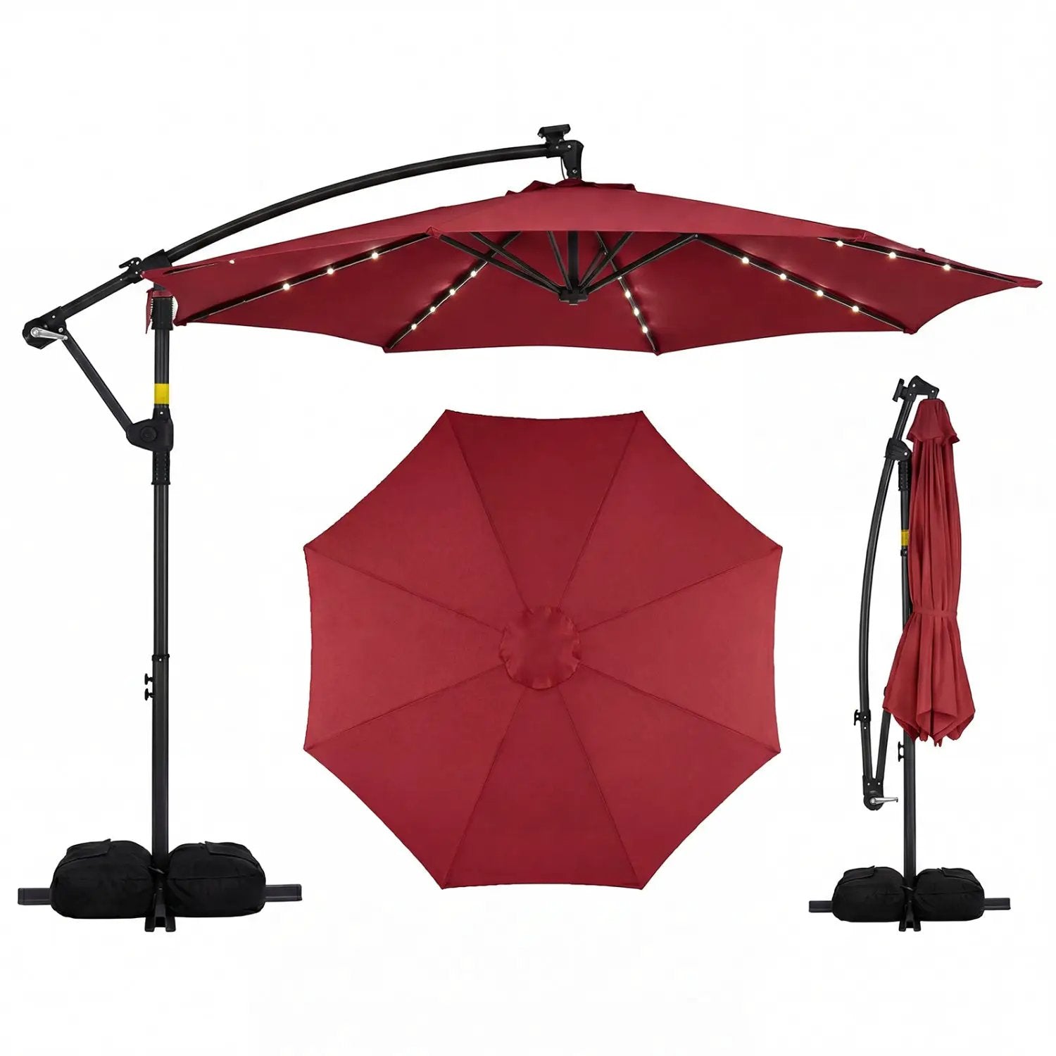 10 FT Solar LED Offset Cantilever Patio Umbrella Hanging Outdoor Marke – Tampa Home & Garden Store