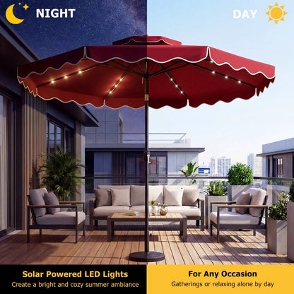 Solar LED Patio Umbrella for Deck and Pool