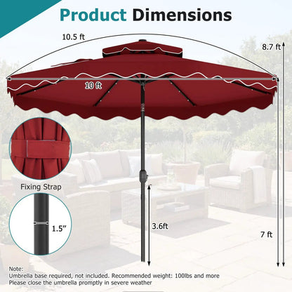 Solar LED Patio Umbrella for Deck and Pool