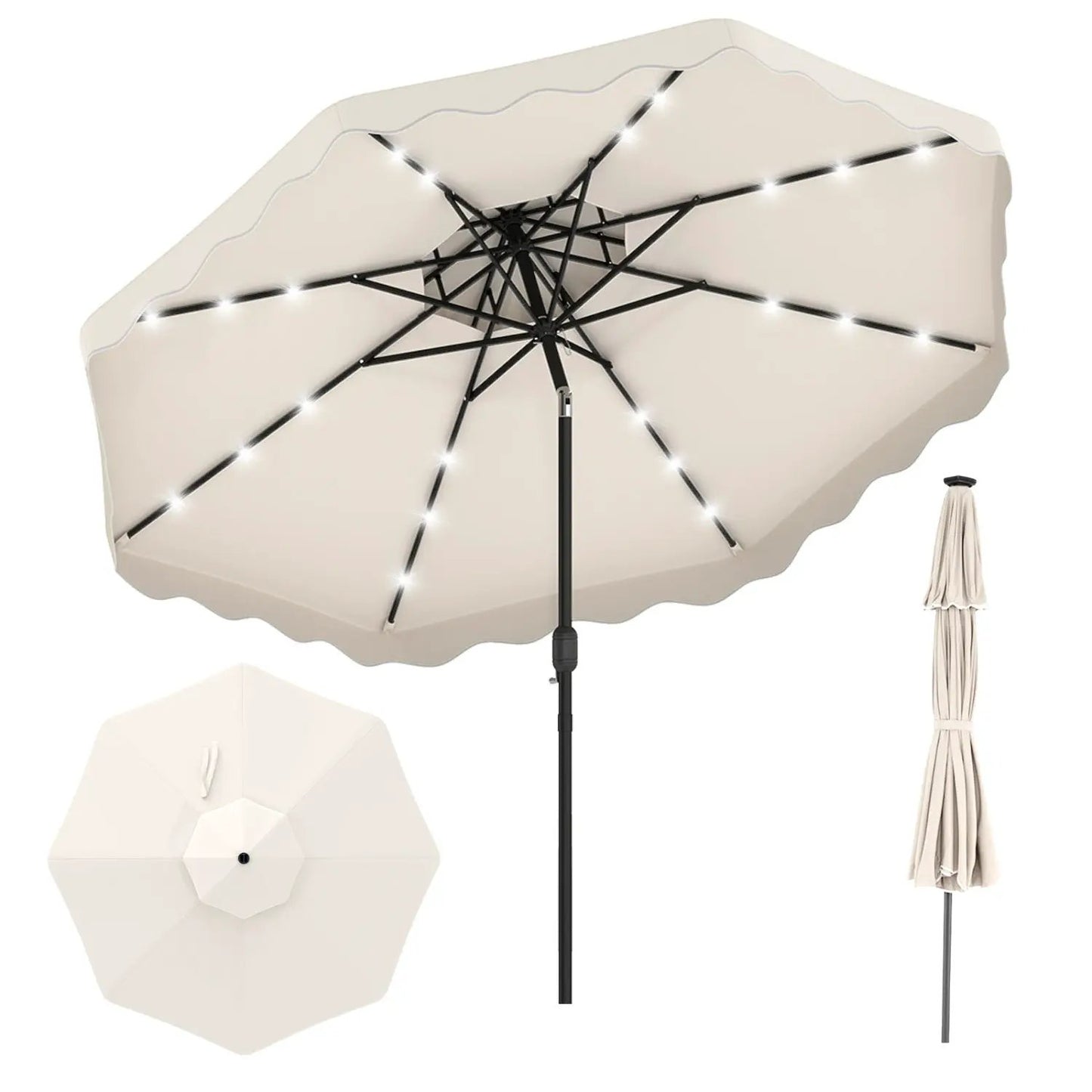 Solar LED Patio Umbrella for Deck and Pool
