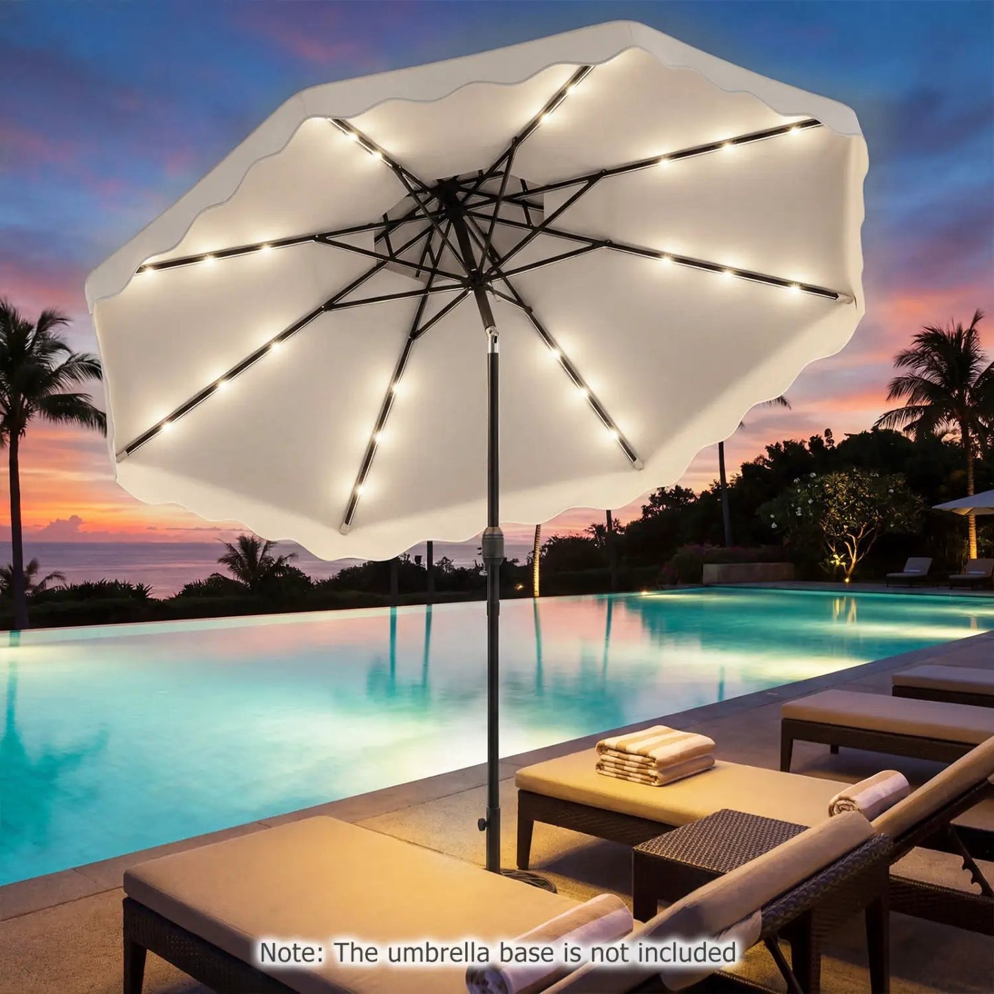 Solar LED Patio Umbrella for Deck and Pool