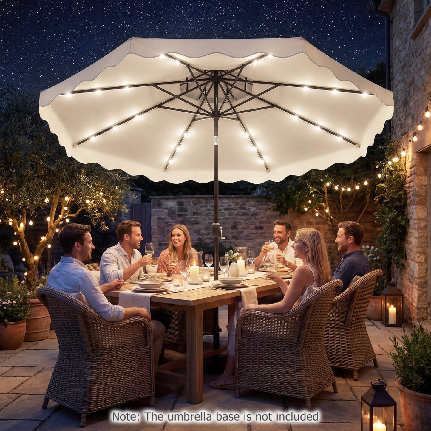 Solar LED Patio Umbrella for Deck and Pool