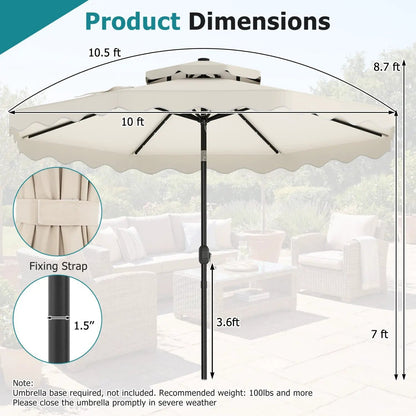 Solar LED Patio Umbrella for Deck and Pool