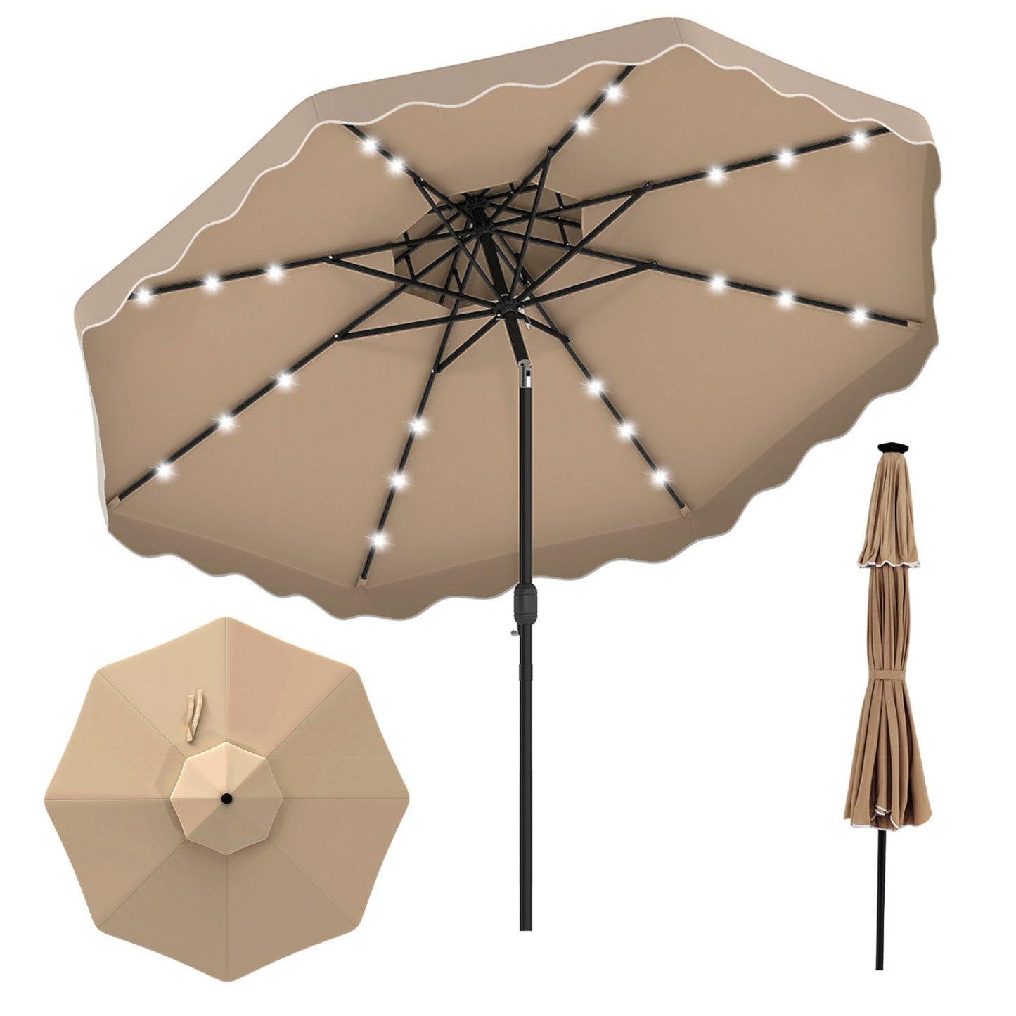 Solar LED Patio Umbrella for Deck and Pool