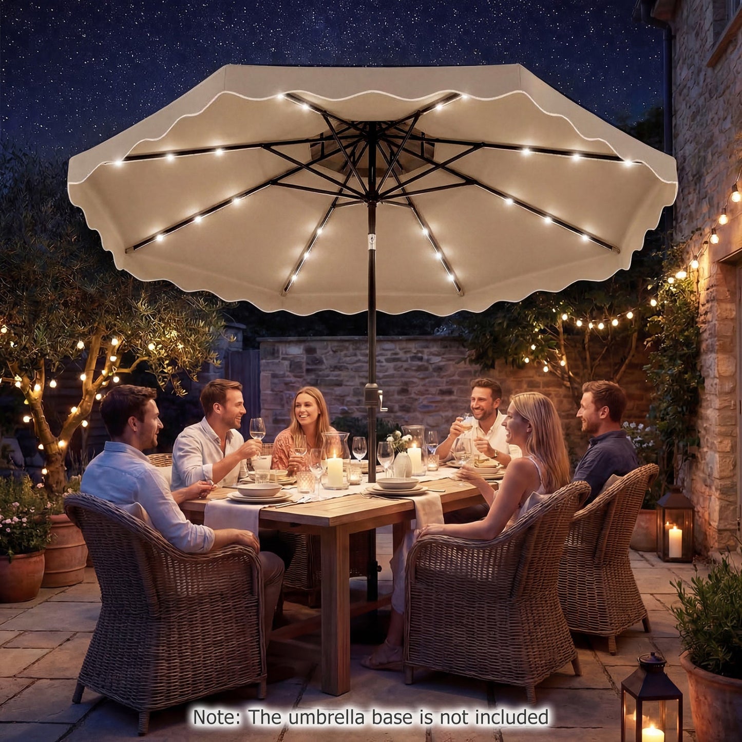 Solar LED Patio Umbrella for Deck and Pool