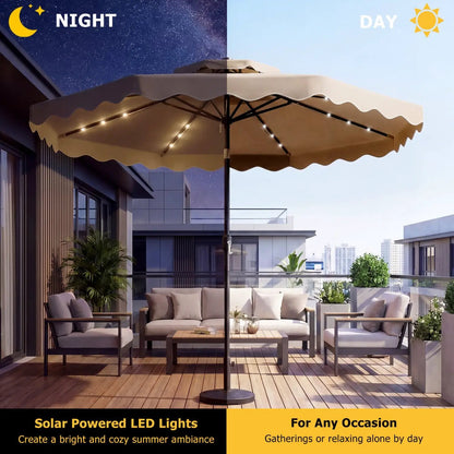 Solar LED Patio Umbrella for Deck and Pool