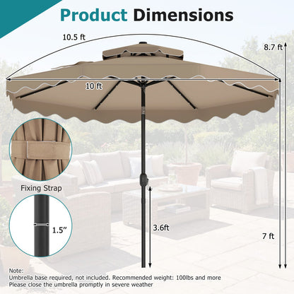 Solar LED Patio Umbrella for Deck and Pool
