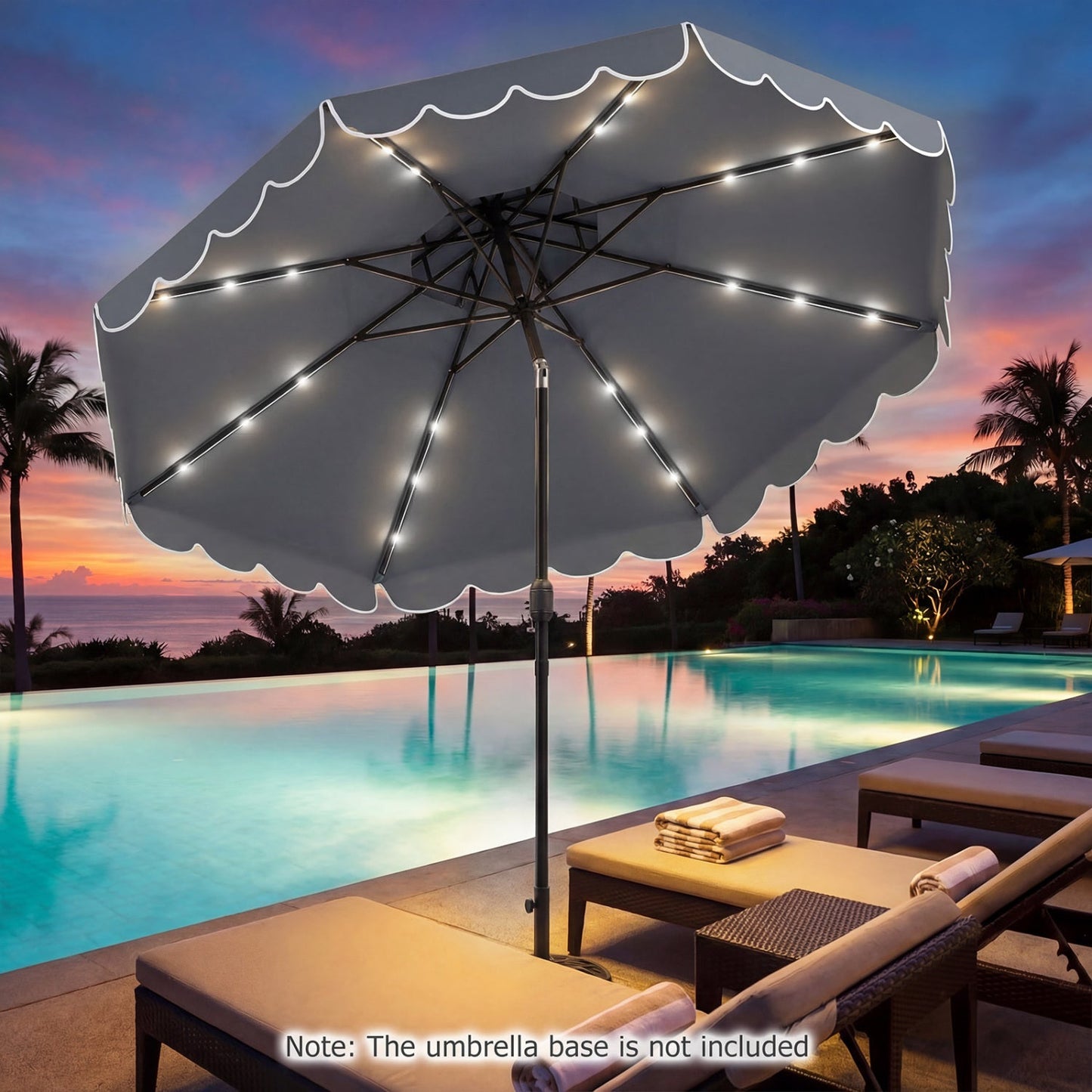 Solar LED Patio Umbrella for Deck and Pool