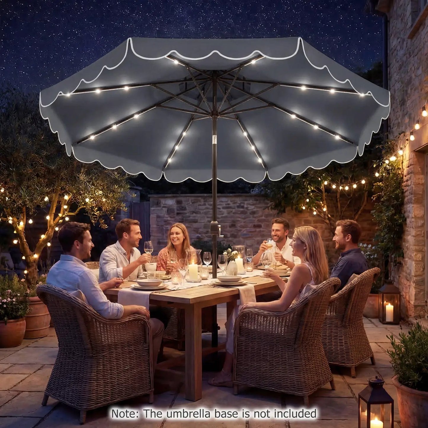 Solar LED Patio Umbrella for Deck and Pool
