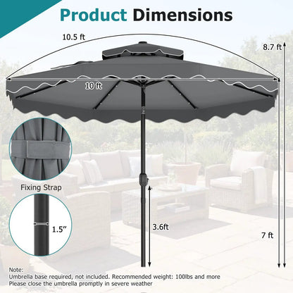 Solar LED Patio Umbrella for Deck and Pool