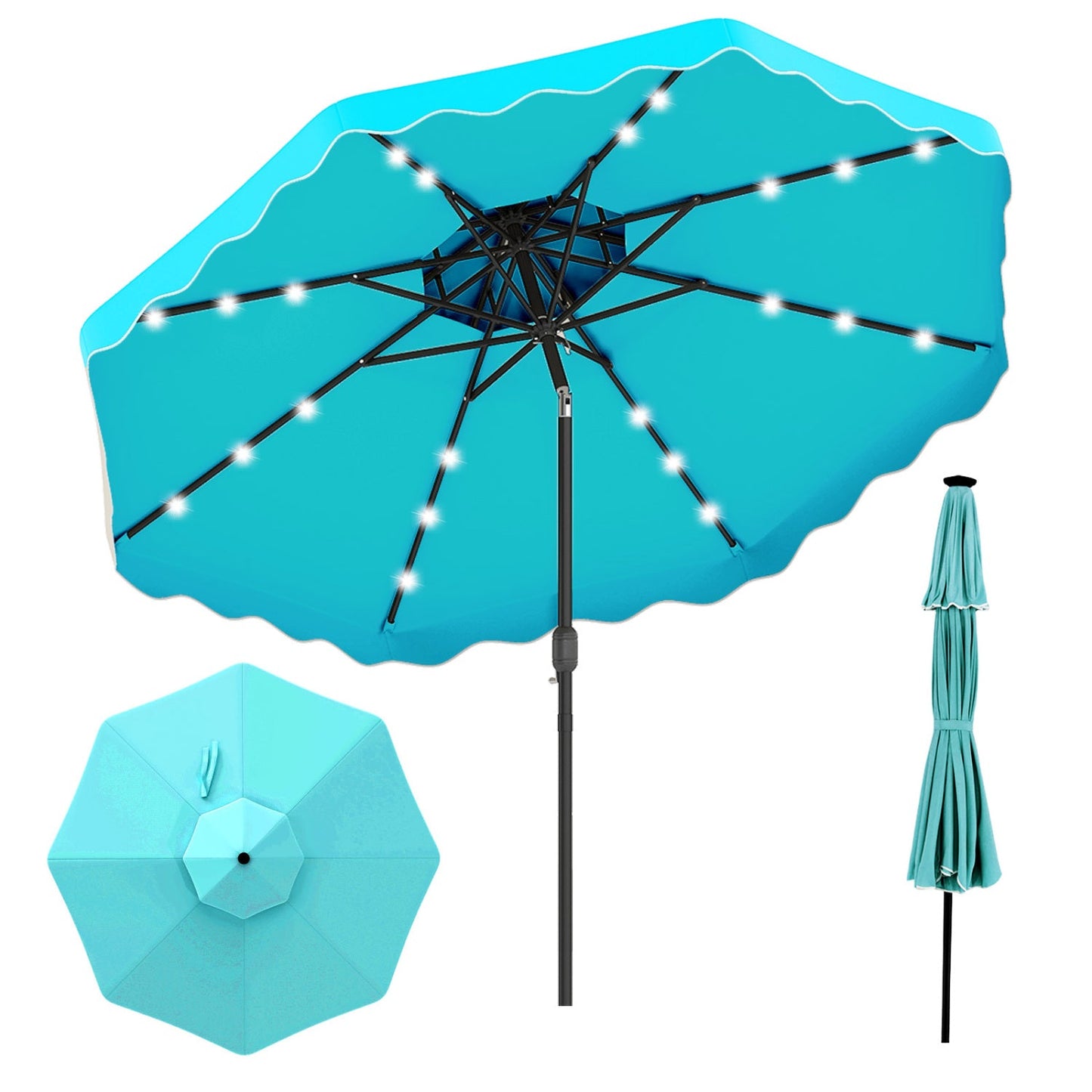 Solar LED Patio Umbrella for Deck and Pool