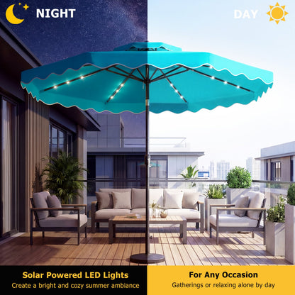 Solar LED Patio Umbrella for Deck and Pool