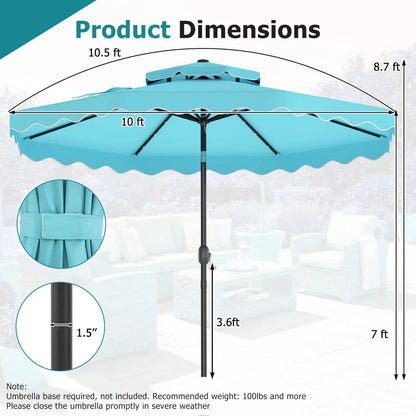 Solar LED Patio Umbrella for Deck and Pool