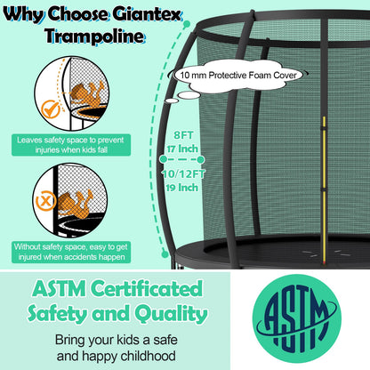 10 Feet ASTM Approved Recreational Trampoline with Ladder