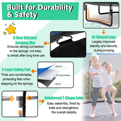 10 Feet ASTM Approved Recreational Trampoline with Ladder