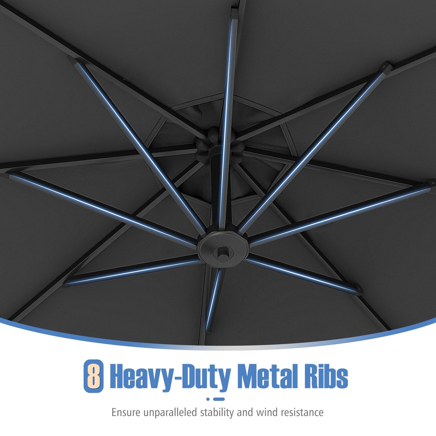 10 Feet Offset Hanging Umbrella with Base Patio Cantilever Umbrella with Tilt-Gray