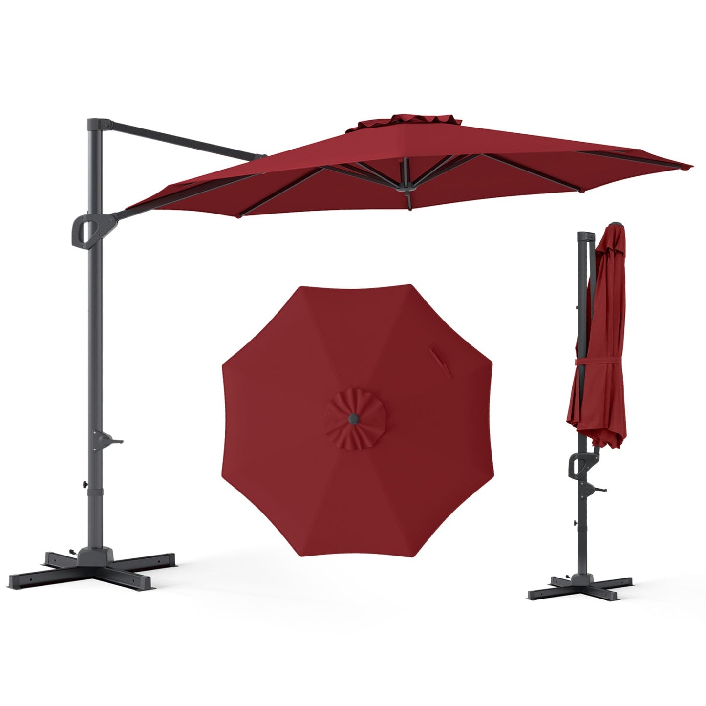 10 Feet Patio Cantilever Umbrella with Easy Tilt
