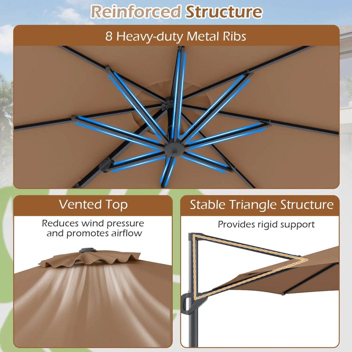 10 Feet Patio Cantilever Umbrella with Easy Tilt