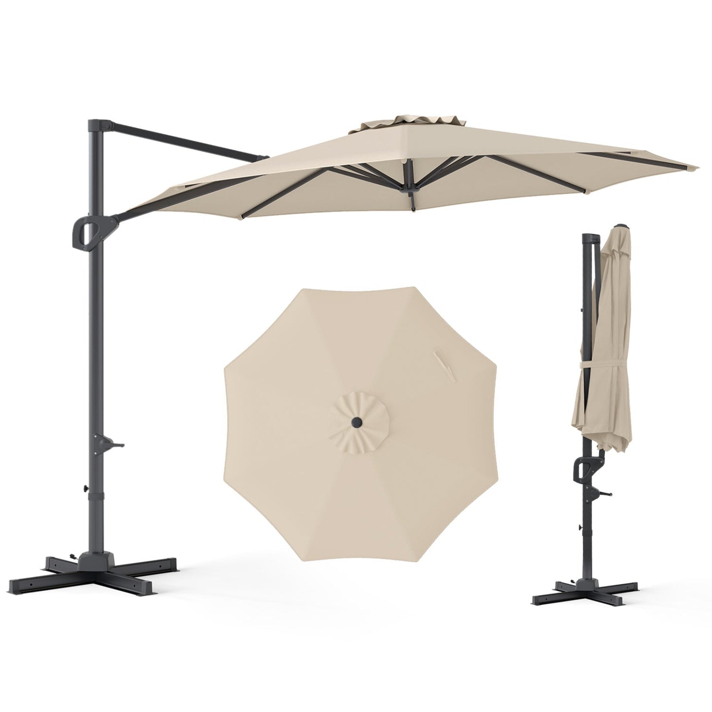 10 Feet Patio Cantilever Umbrella with Easy Tilt