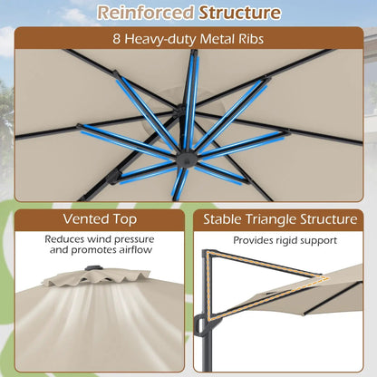 10 Feet Patio Cantilever Umbrella with Easy Tilt