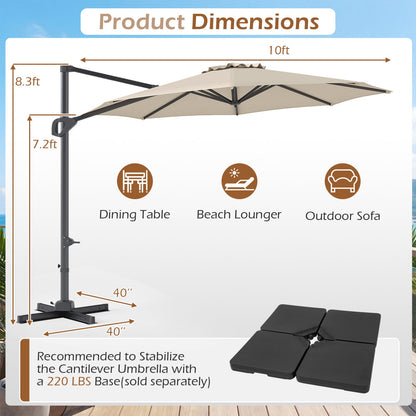 10 Feet Patio Cantilever Umbrella with Easy Tilt