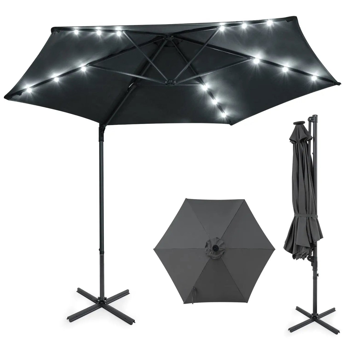 10 Feet Cantilever Umbrella With Solar Lights