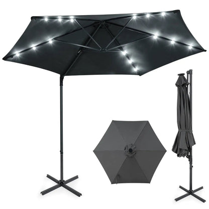 10 Feet Cantilever Umbrella With Solar Lights