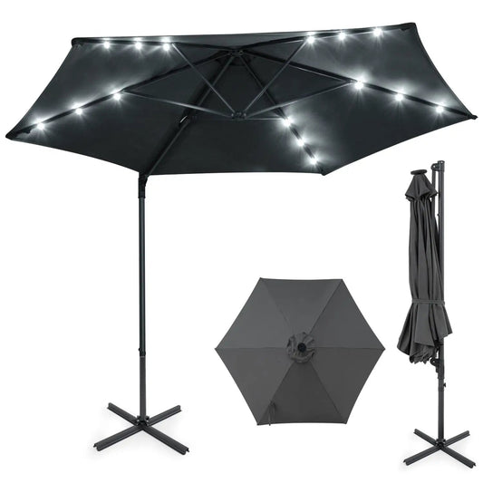 10 Feet Cantilever Umbrella With Solar Lights