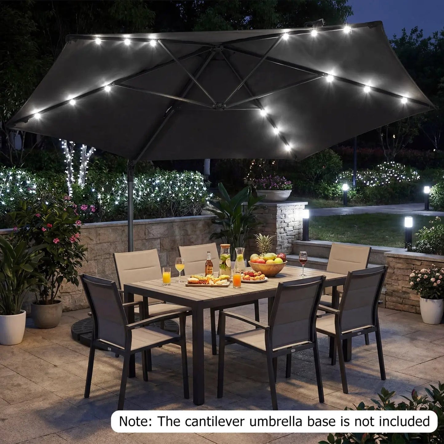 10 Feet Cantilever Umbrella With Solar Lights
