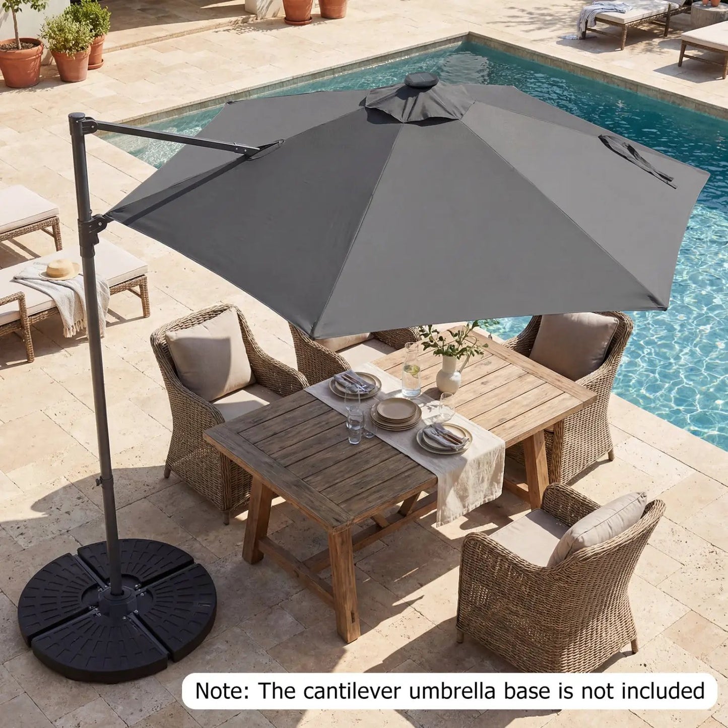 10 Feet Cantilever Umbrella With Solar Lights