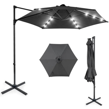10 Feet Cantilever Umbrella With Solar Lights