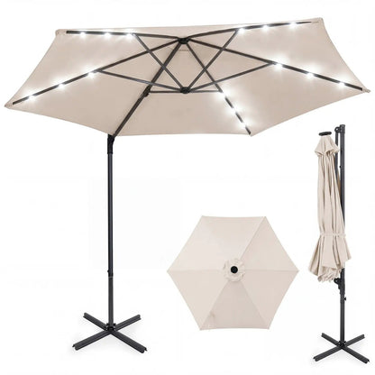 10 Feet Cantilever Umbrella With Solar Lights