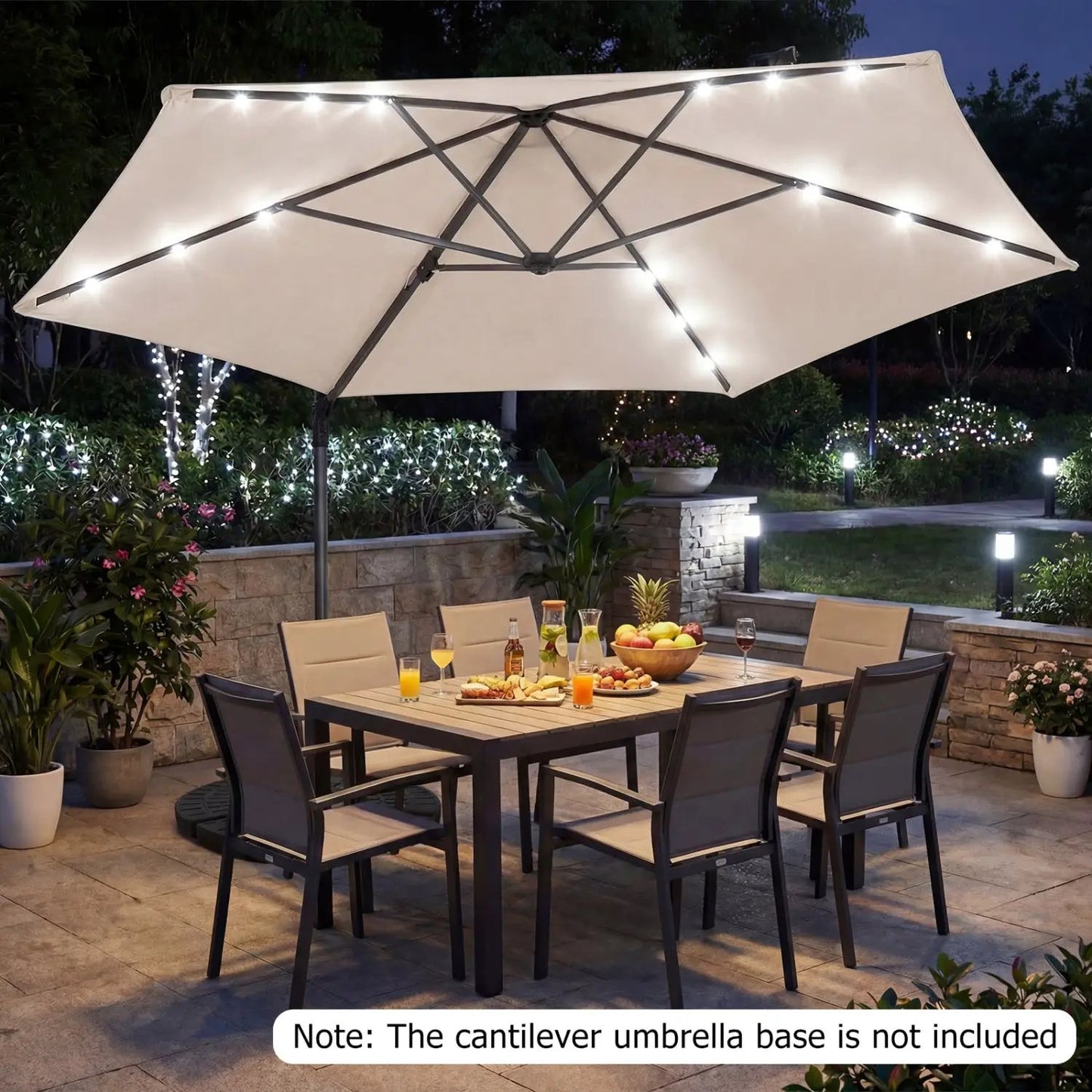 10 Feet Cantilever Umbrella With Solar Lights